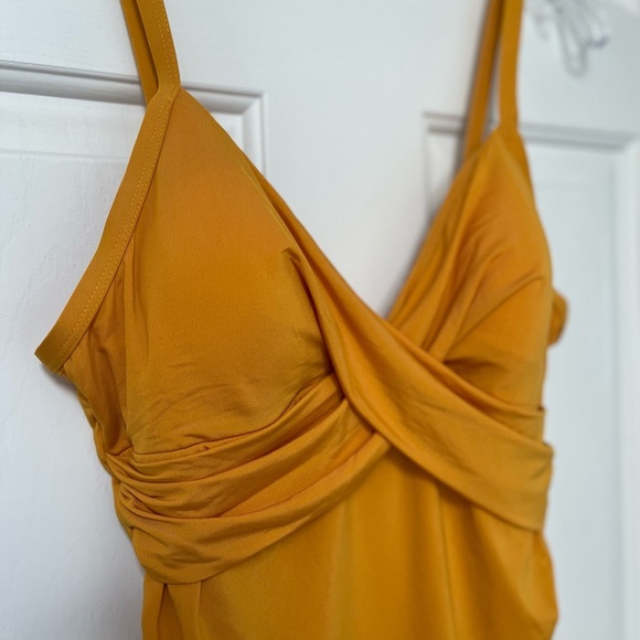 NWOT Jantzen Mustard Yellow Elegantly Draped One-Piece Swimsuit 8 - Picture 7 of 15